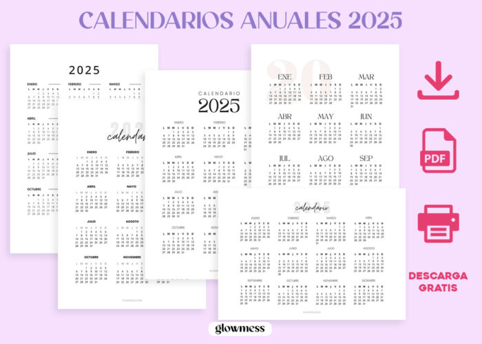 Calendario Anual Plantillas Gratis Para Imprimir Minimalistas