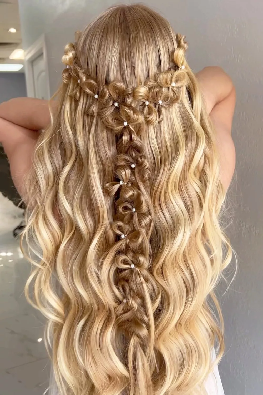 trenza con perlas