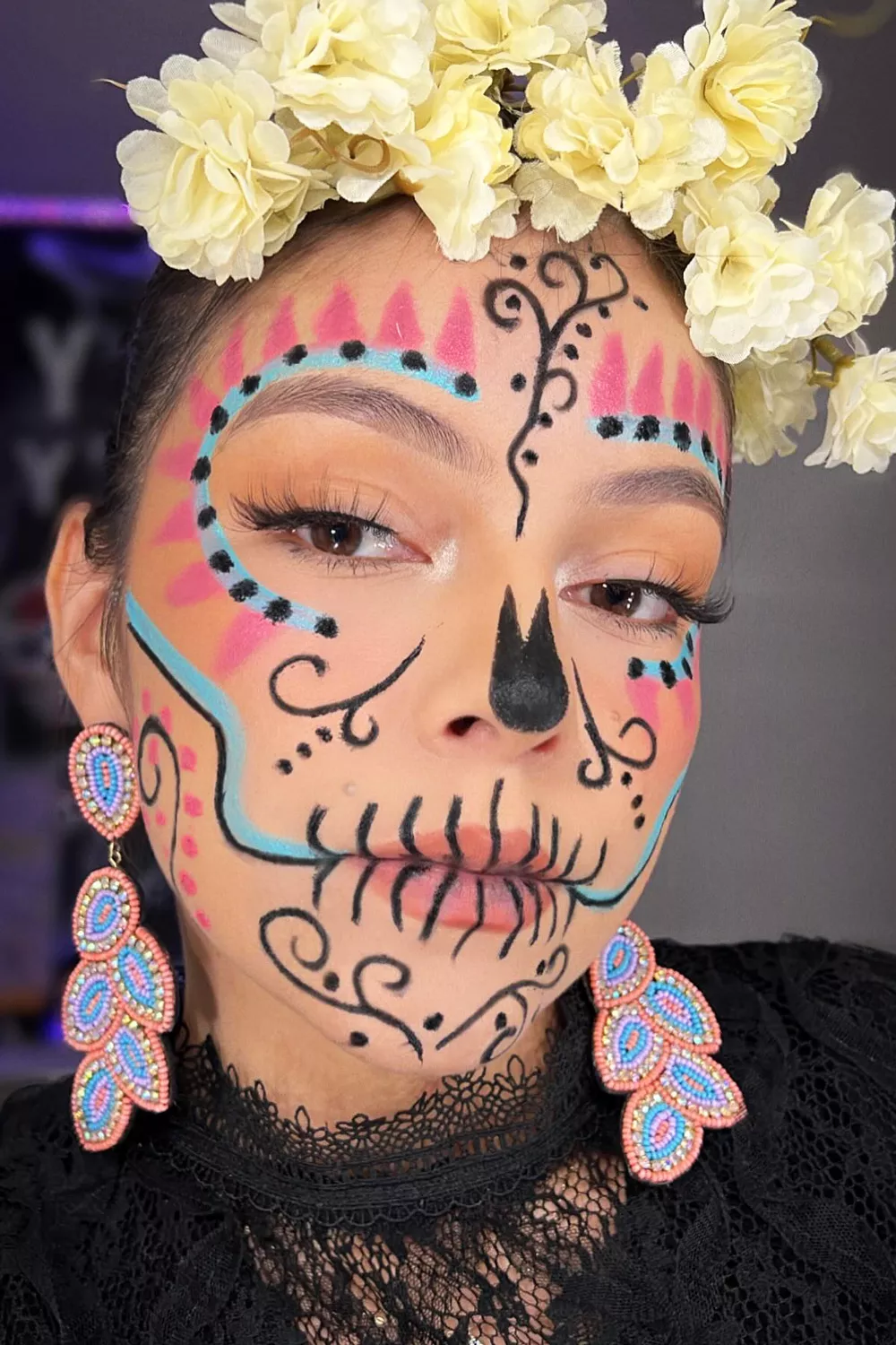 maquillaje de catrina colorido