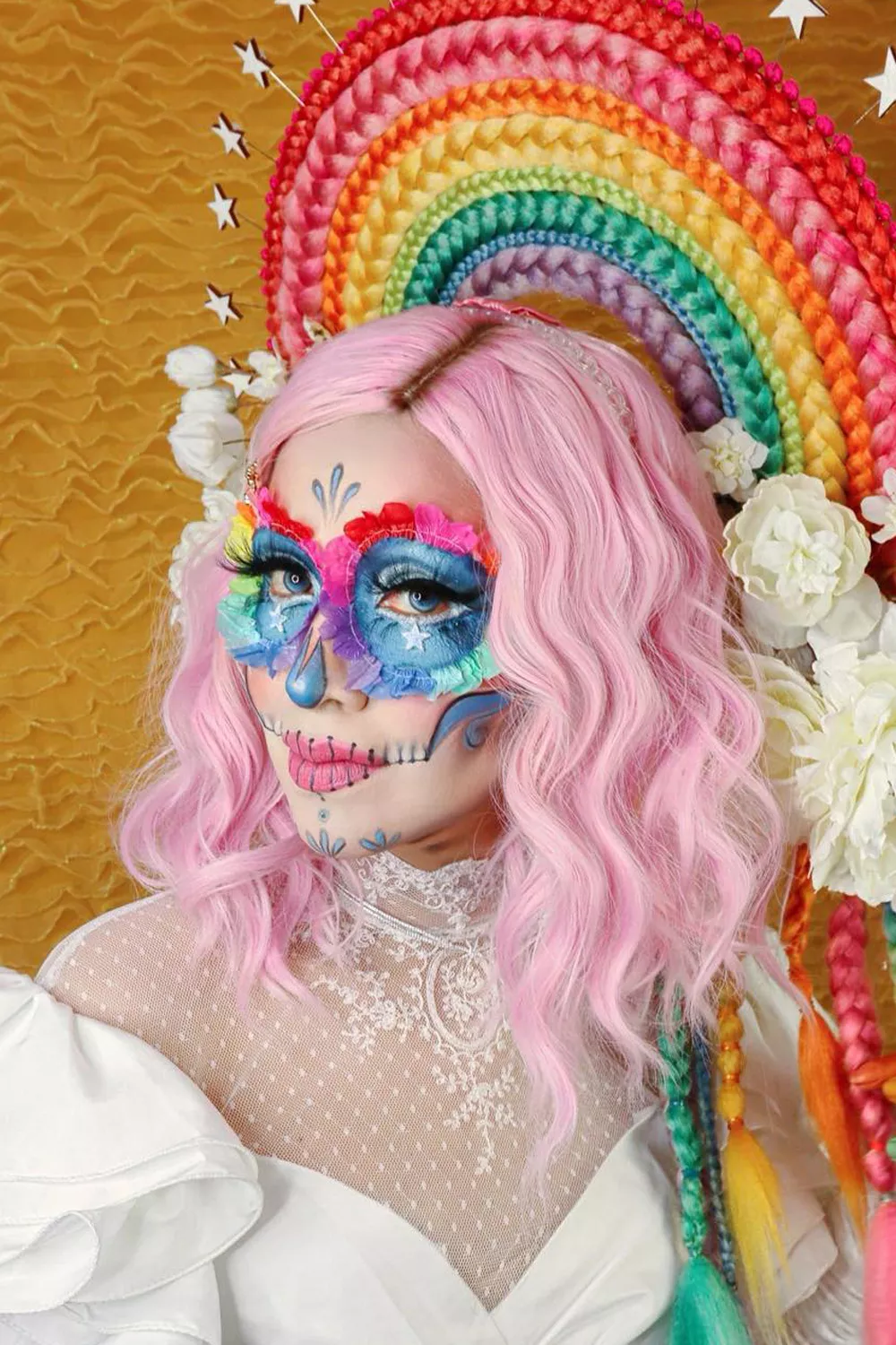maquillajes de catrinas de colores