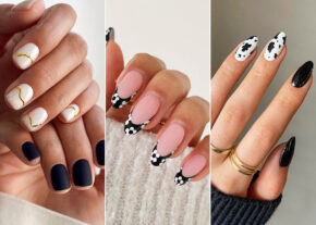 uñas blancas con negro