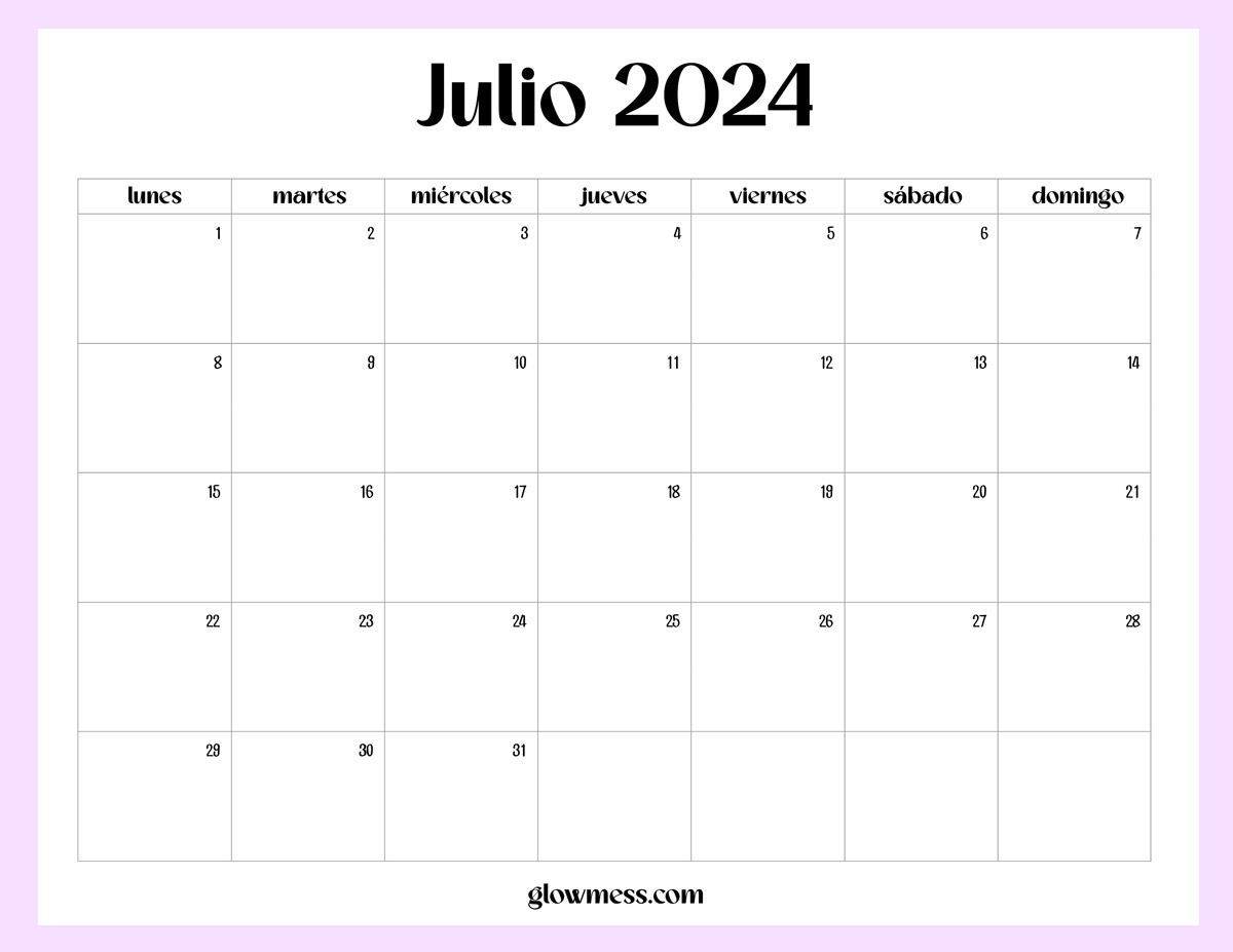 Calendario Julio 2024 Para Imprimir Gratis - Image to u