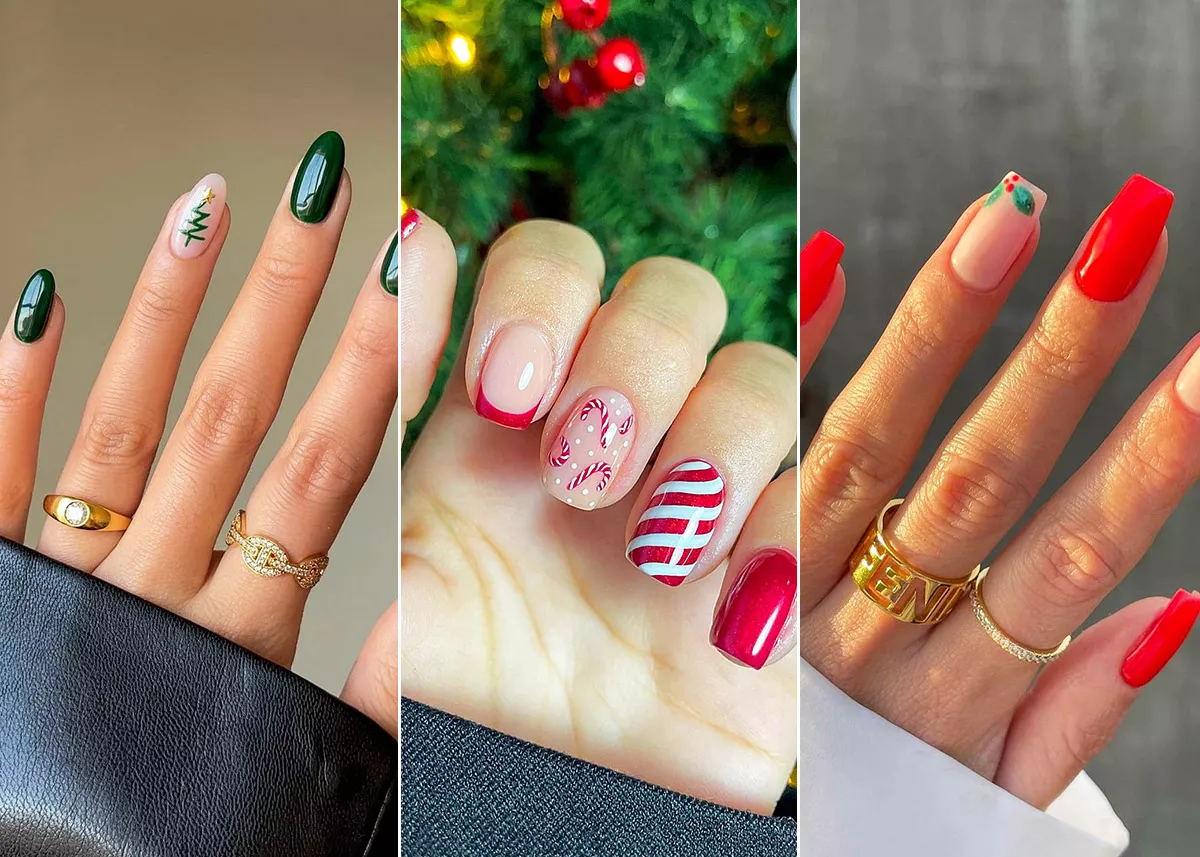 uñas navideñas sencillas elegantes