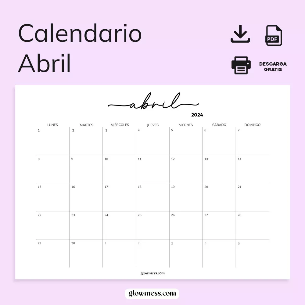 calendario abril 2024 para imprimir