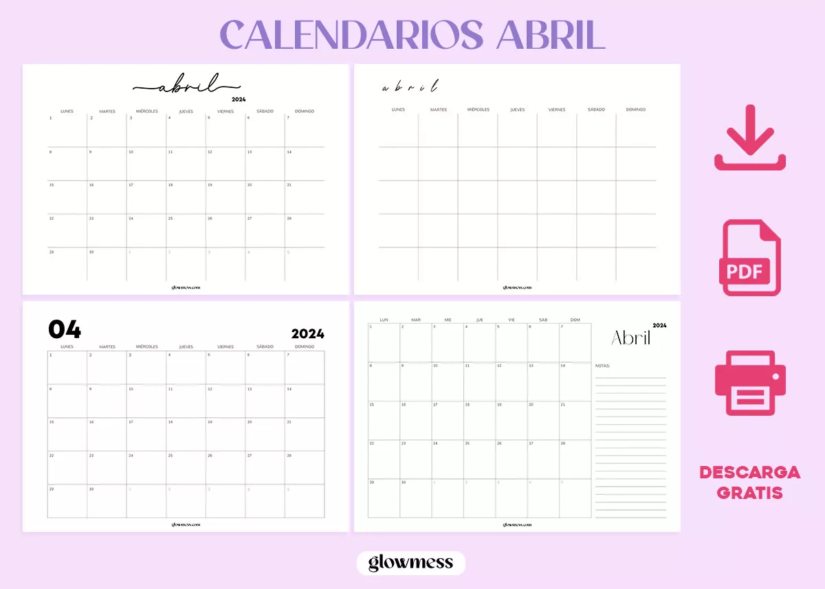 calendario abril para imprimir