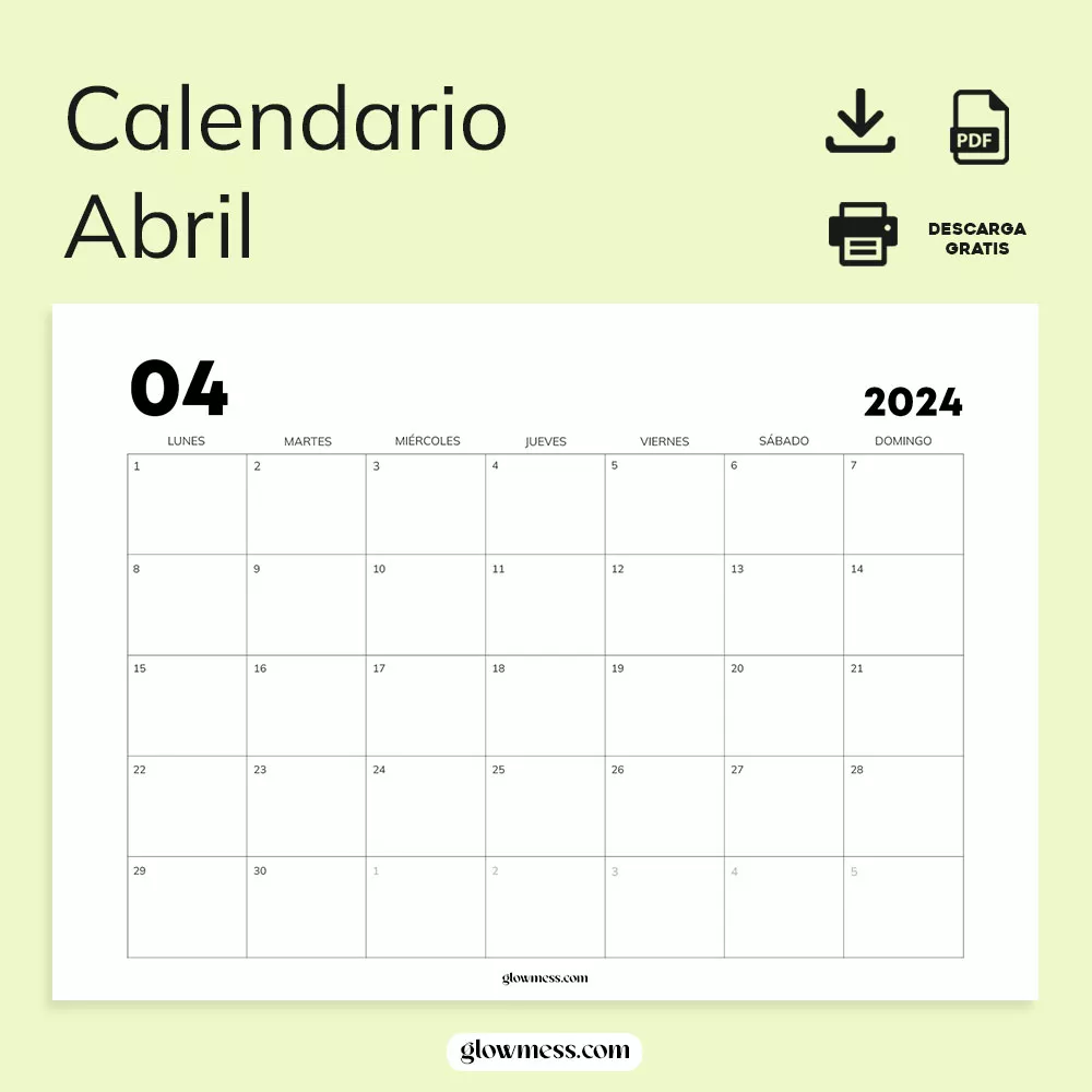 calendario mes de abril 2024