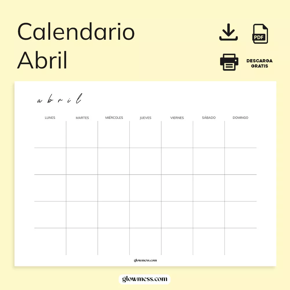 planificador mensual abril sin fechas