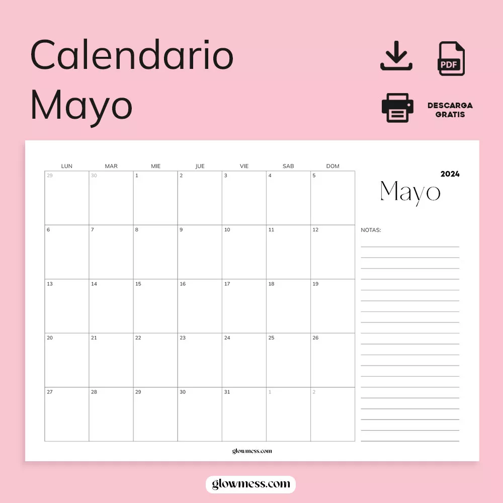 calendario imprimible mayo 2024