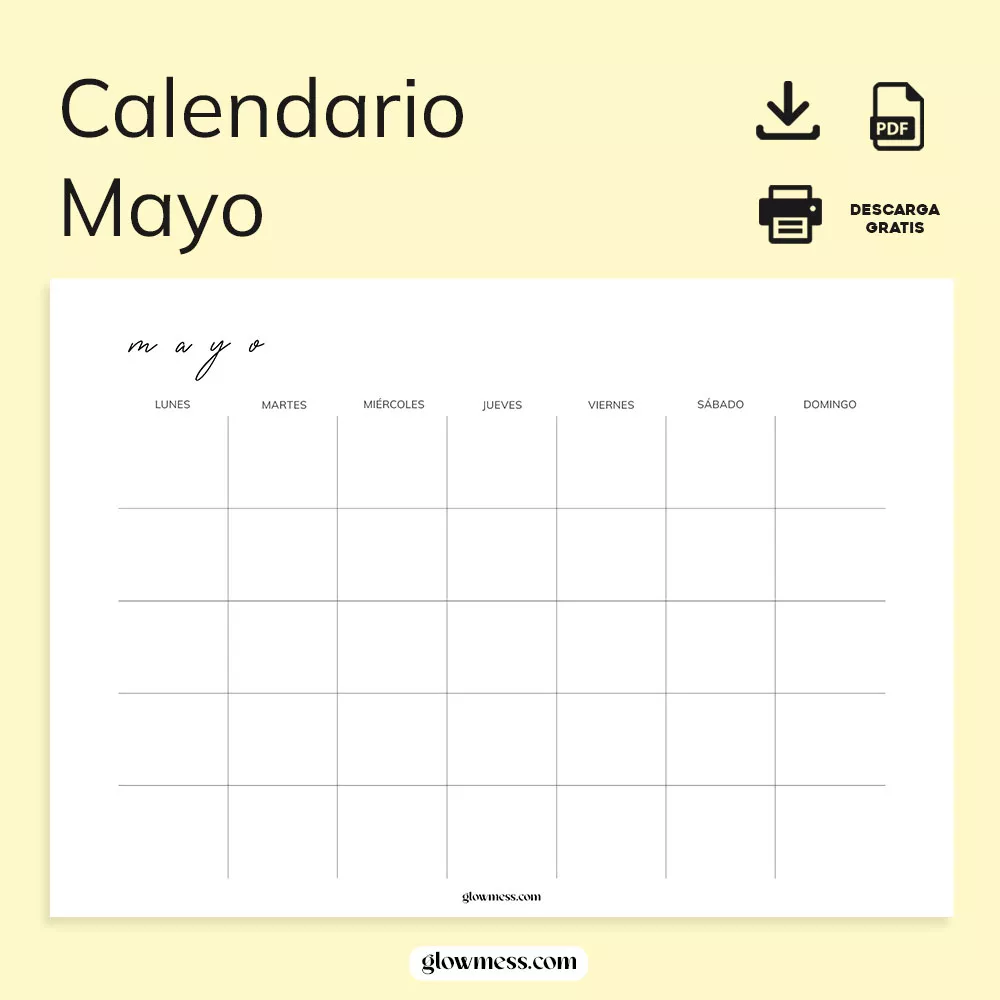 planificador mensual mayo sin fechas