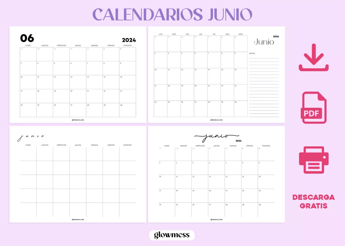 calendario junio para imprimir