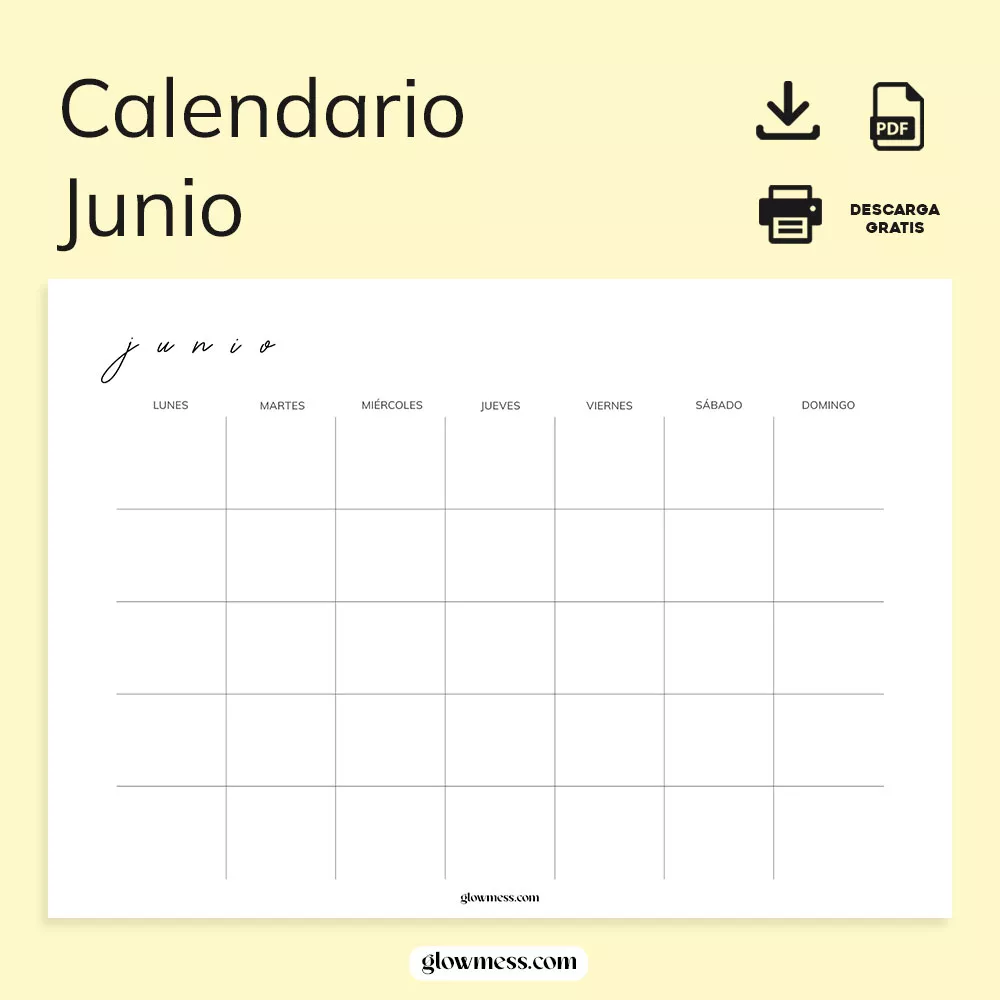 planificador mensual junio sin fechas