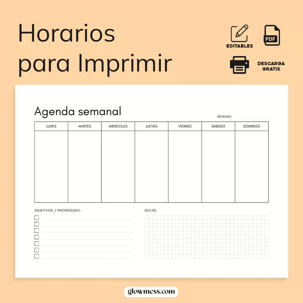 horario semanal para imprimir