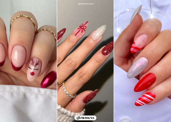 uñas navidad rojas