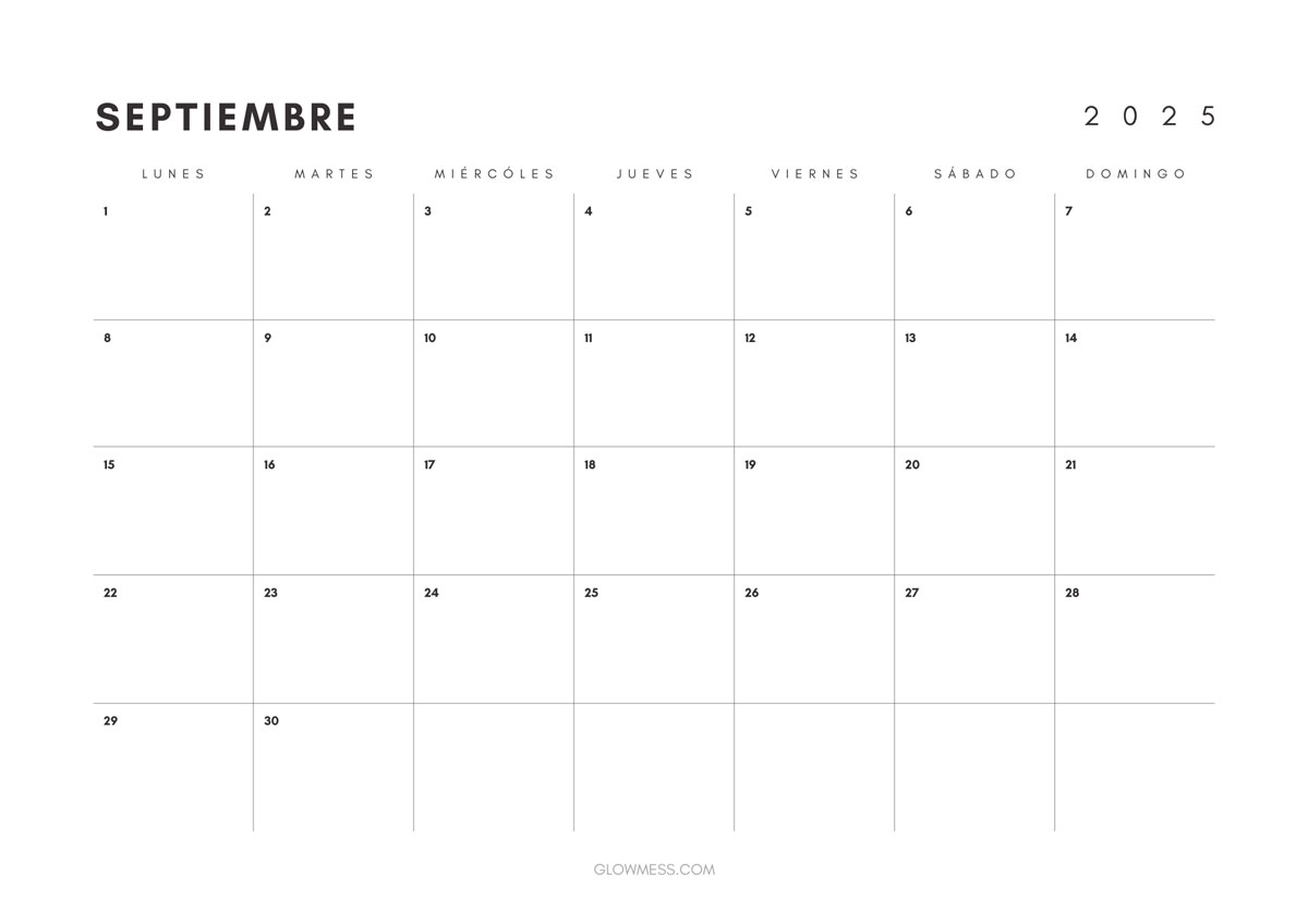 calendario para imprimir septiembre 2025 minimalista