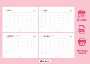 calendario para imprimir 2025 con diseño bonito, minimalista y femenino