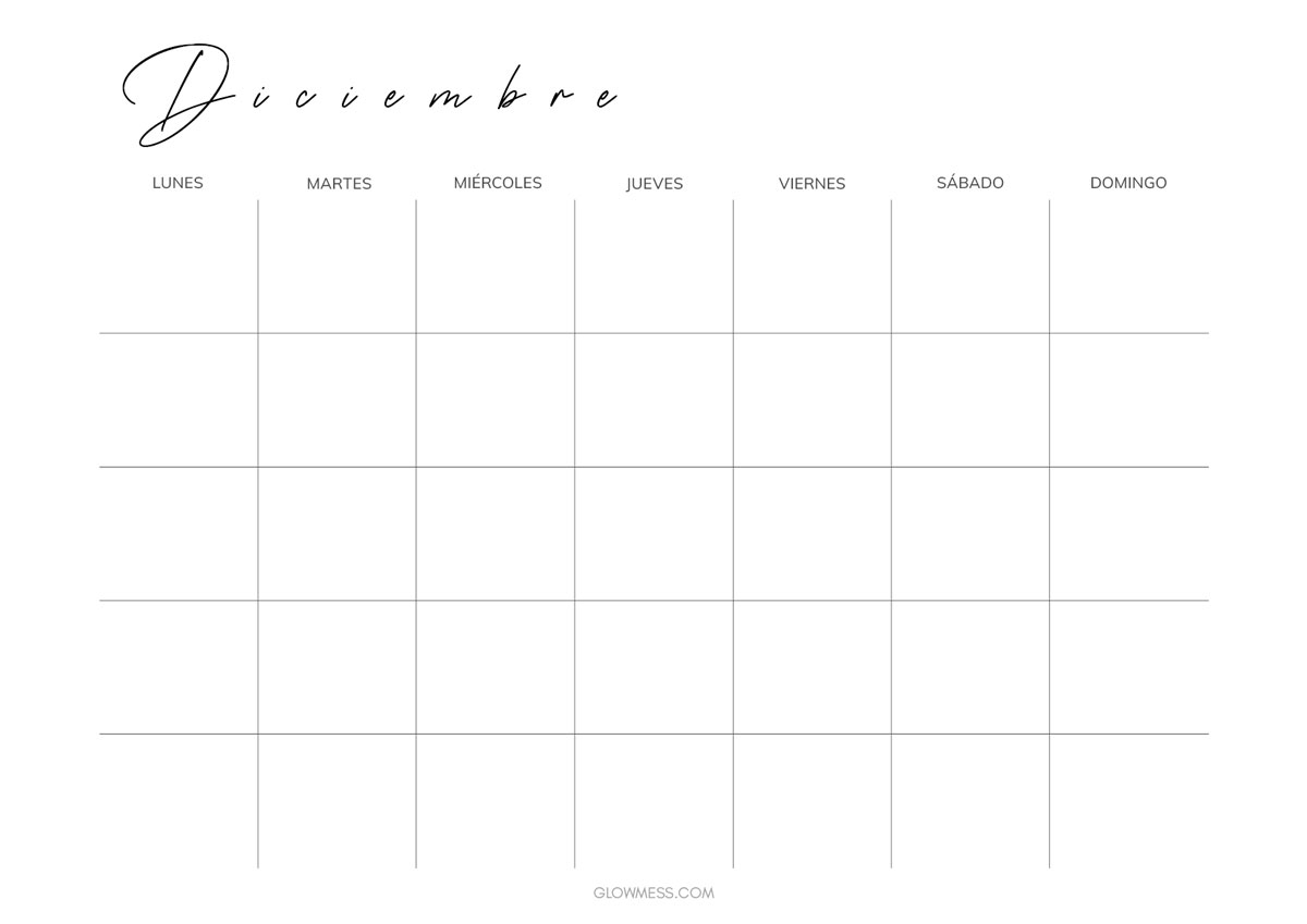 calendario mensual atemporal del mes de diciembre