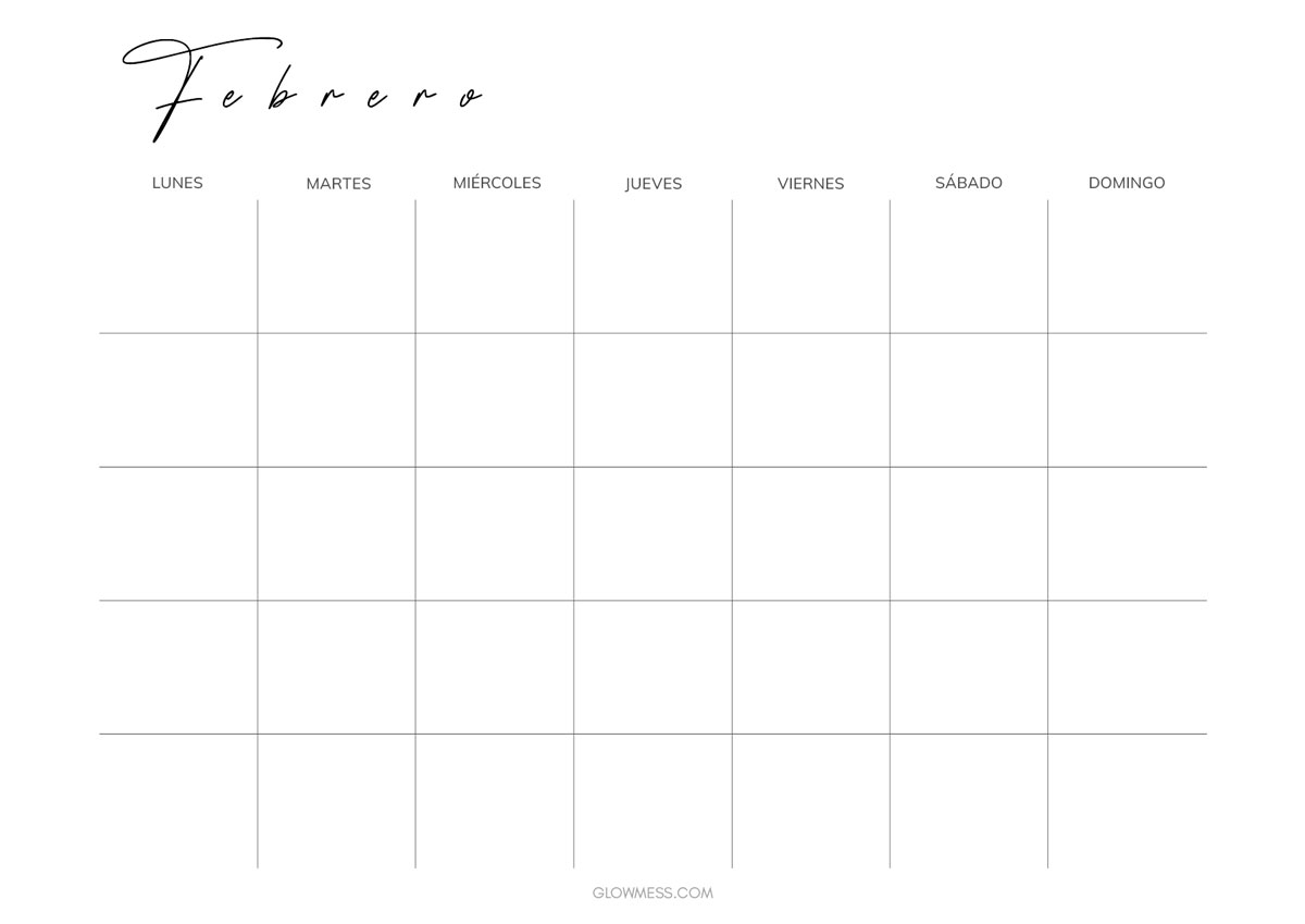 plantillas de calendarios sin fechas febrero