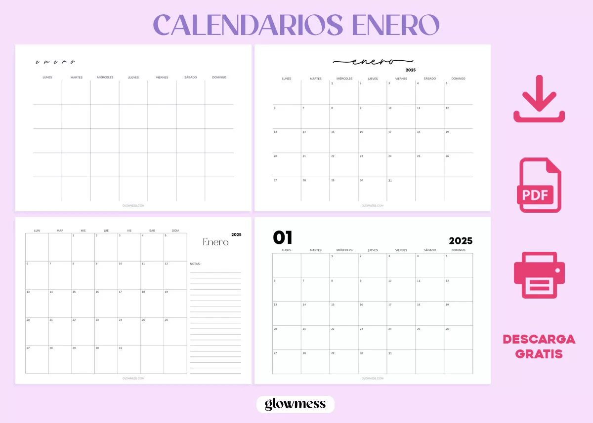 calendario enero para imprimir 2025 plantillas gratis en pdf