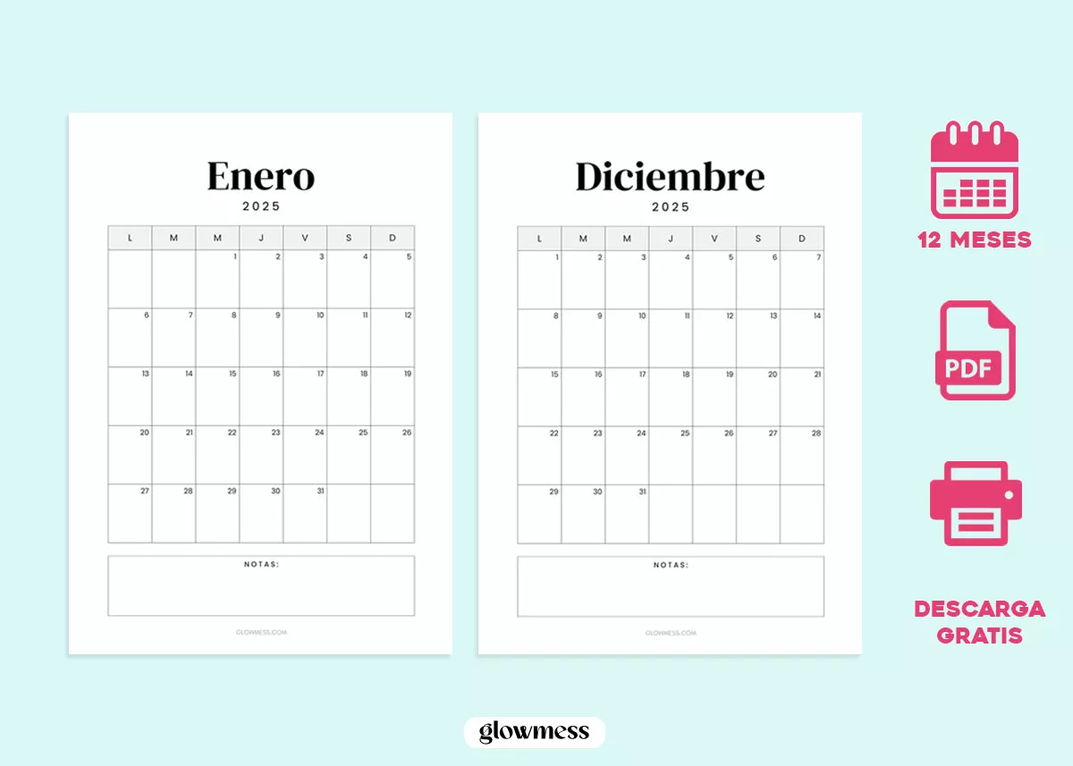 calendario vertical para imprimir 2025
