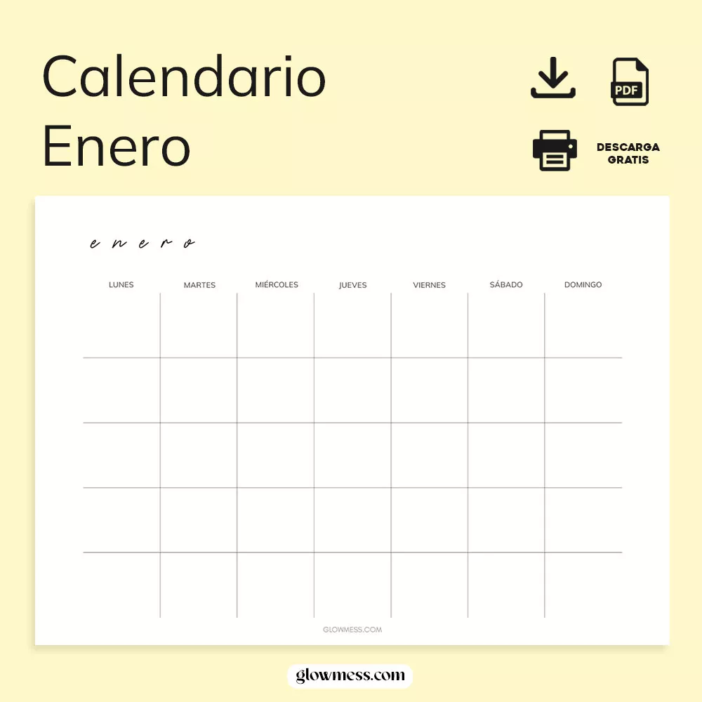 planificador mensual de enero sin fechas atemporal